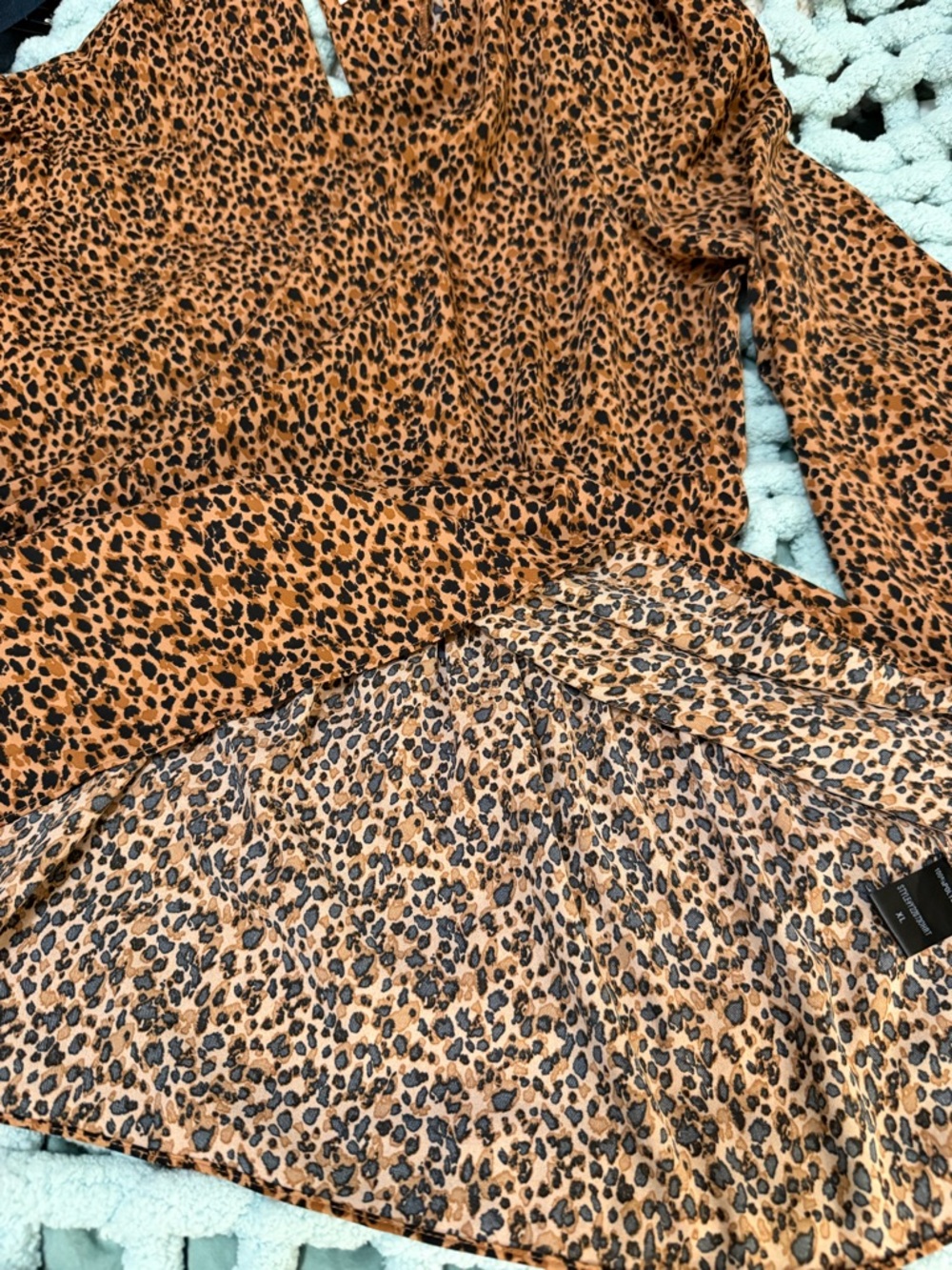 Pomander Place Leopard Print Peplum Top - Brown & Black Sz XL - Picture 8 of 17